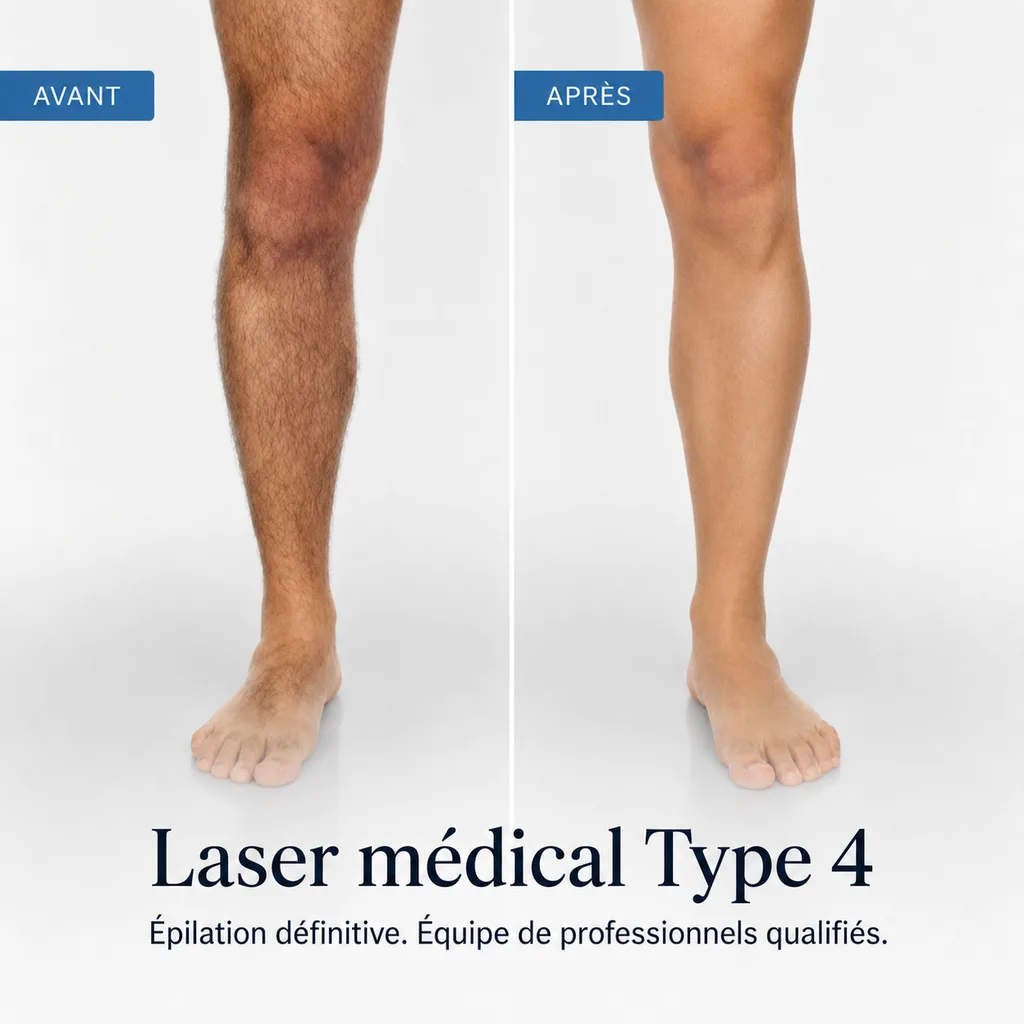 Résultat avant/après épilation laser des jambes