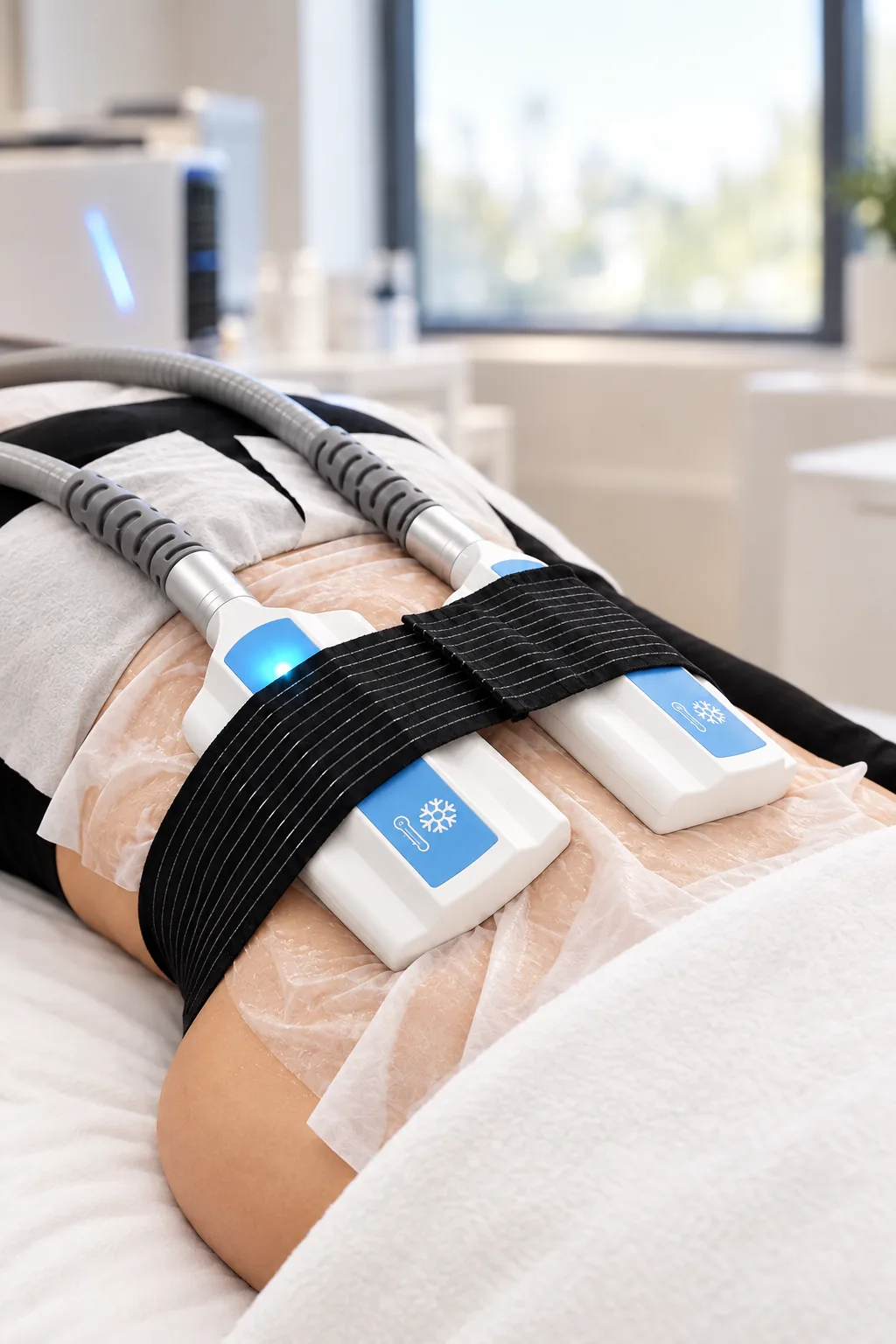 Applicateurs CryoSculpting sur l’abdomen pendant un soin